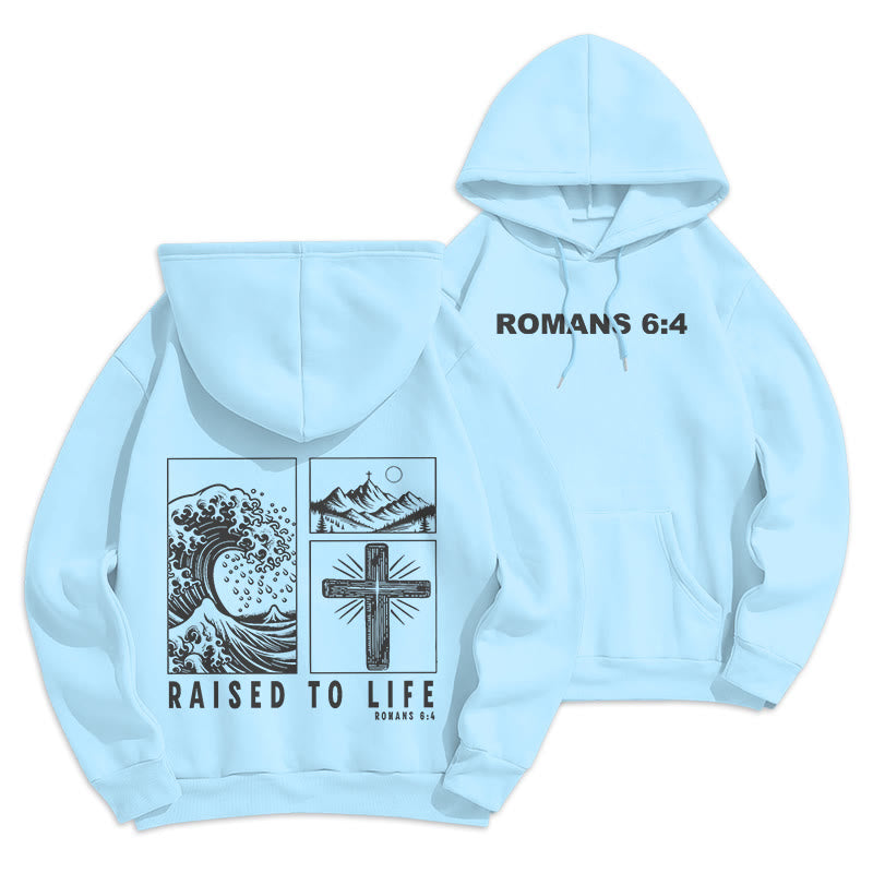 Christianartworkshop Römer 6:4 Auferstanden zum Leben Fleecegefütterter Polyester-Hoodie - Blau - 2XL - image 12