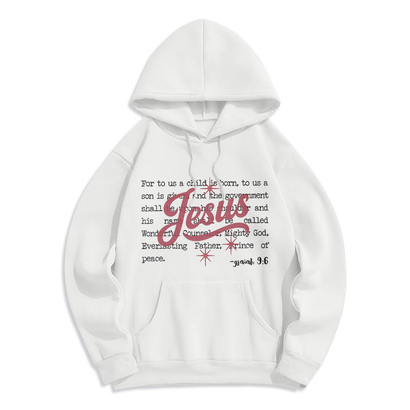 Christianartworkshop Jesus Weihnachten Jesaja 9:6 Prophezeiung Fleecegefütterter Polyester-Hoodie - Weiß - 2XL - image 0