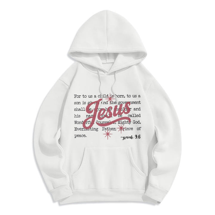 Christianartworkshop Jesus Weihnachten Jesaja 9:6 Prophezeiung Fleecegefütterter Polyester-Hoodie - Weiß - 2XL - image 0
