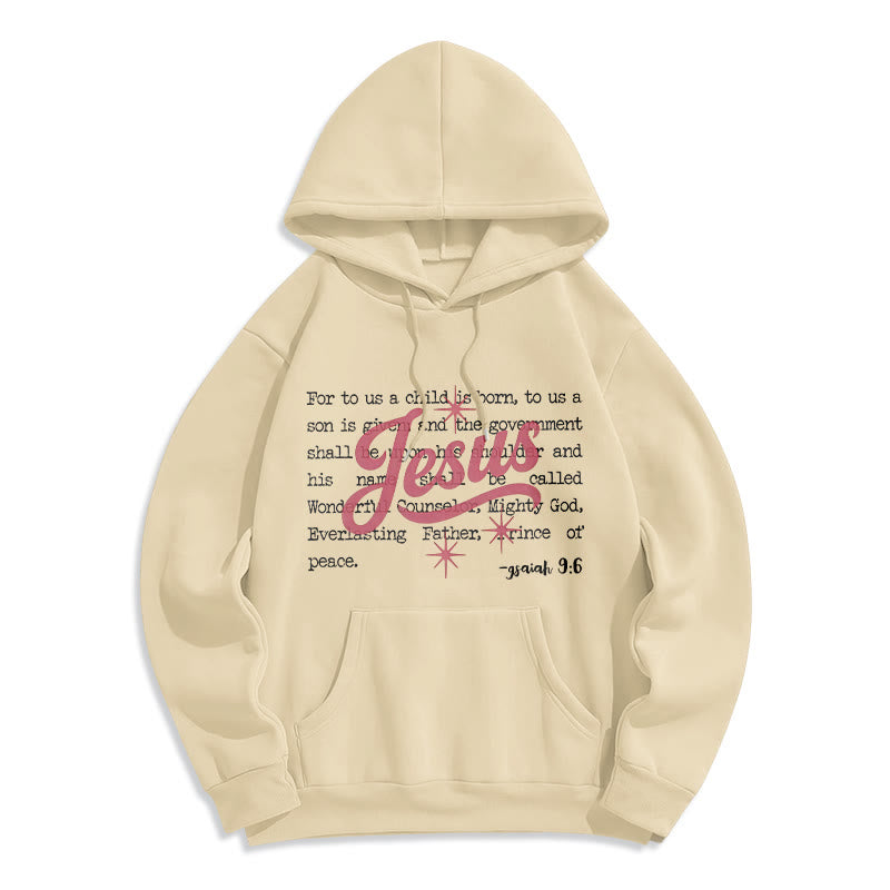 Christianartworkshop Jesus Weihnachten Jesaja 9:6 Prophezeiung Fleecegefütterter Polyester-Hoodie - Beige - 2XL - image 7