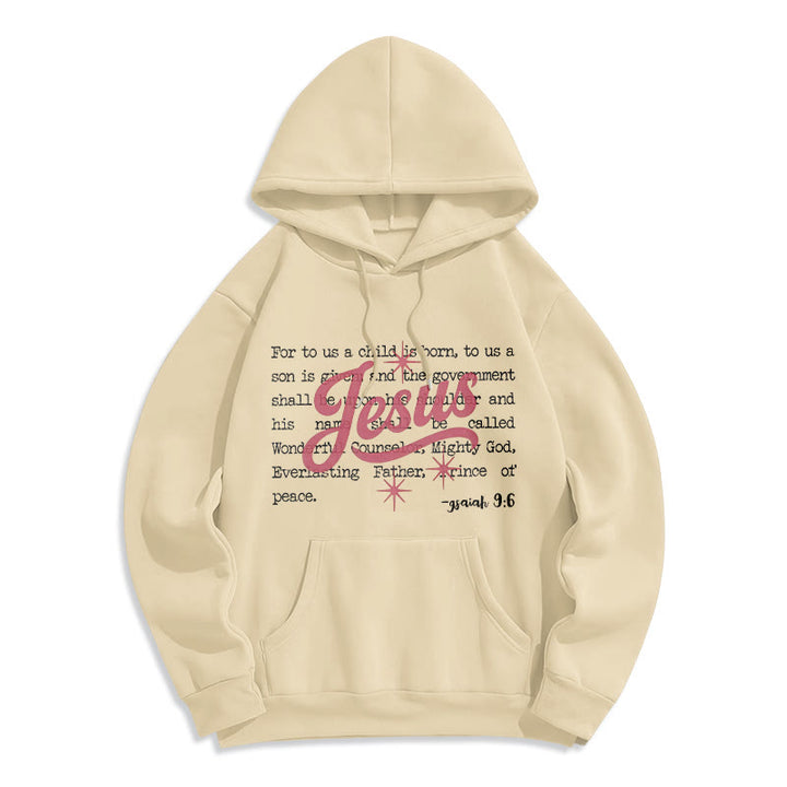 Christianartworkshop Jesus Weihnachten Jesaja 9:6 Prophezeiung Fleecegefütterter Polyester-Hoodie - Beige - 2XL - image 7