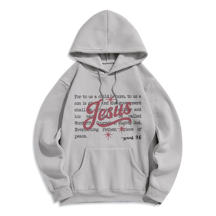 Christianartworkshop Jesus Weihnachten Jesaja 9:6 Prophezeiung Fleecegefütterter Polyester-Hoodie - Grau - 2XL - image 8