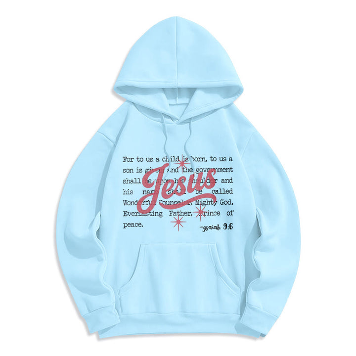 Christianartworkshop Jesus Weihnachten Jesaja 9:6 Prophezeiung Fleecegefütterter Polyester-Hoodie - Blau - 2XL - image 6