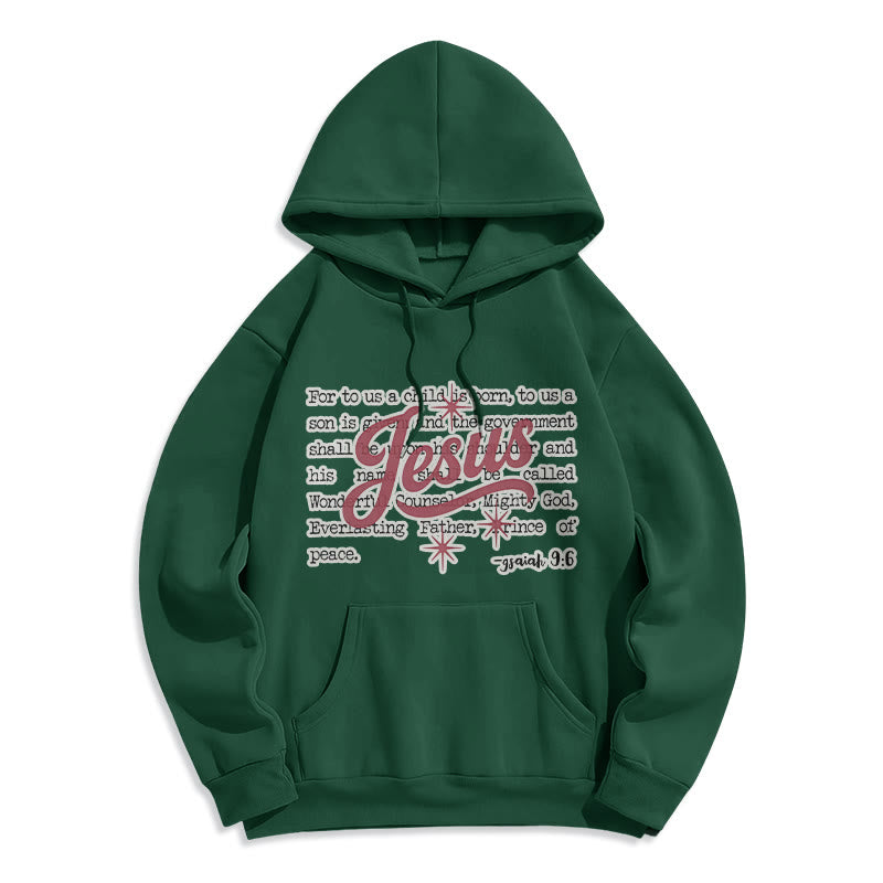 Christianartworkshop Jesus Weihnachten Jesaja 9:6 Prophezeiung Fleecegefütterter Polyester-Hoodie - Grün - 2XL - image 4