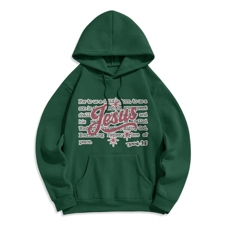 Christianartworkshop Jesus Weihnachten Jesaja 9:6 Prophezeiung Fleecegefütterter Polyester-Hoodie - Grün - 2XL - image 4