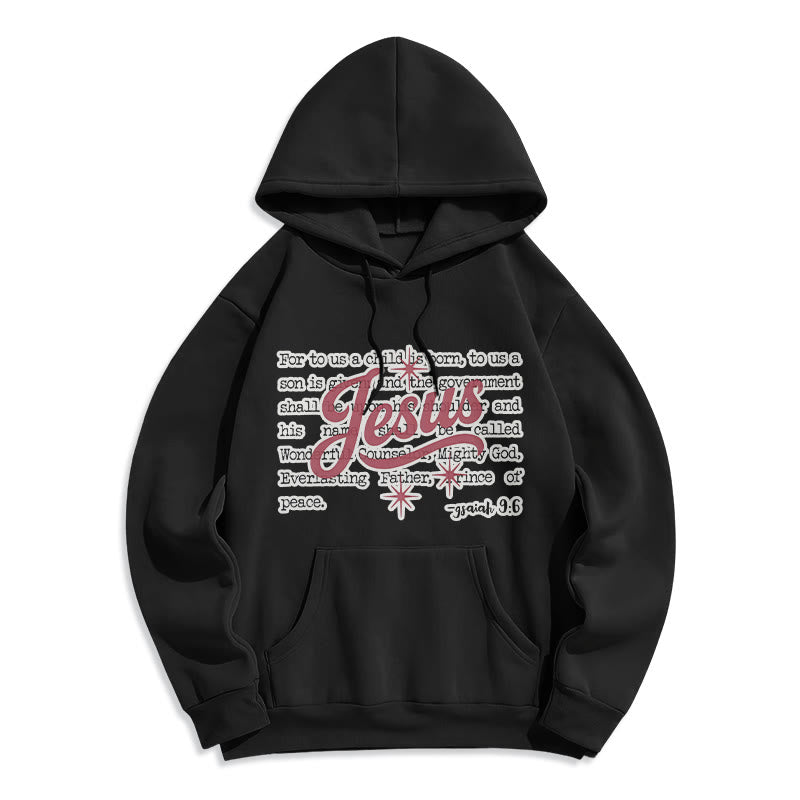 Christianartworkshop Jesus Weihnachten Jesaja 9:6 Prophezeiung Fleecegefütterter Polyester-Hoodie - Schwarz - 2XL - image 3