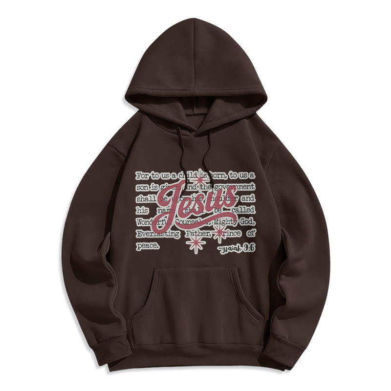 Christianartworkshop Jesus Weihnachten Jesaja 9:6 Prophezeiung Fleecegefütterter Polyester-Hoodie - Braun - 2XL - image 2