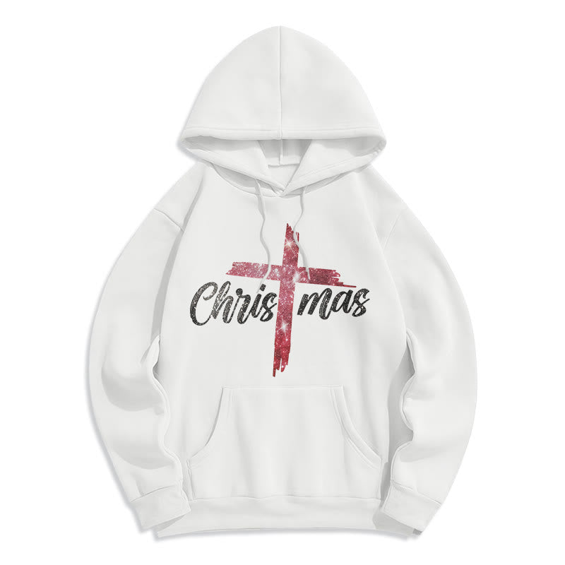 Christianartworkshop Weihnachtskreuz Festlicher Fleece-gefütterter Polyester-Hoodie - Weiß - 2XL - image 2