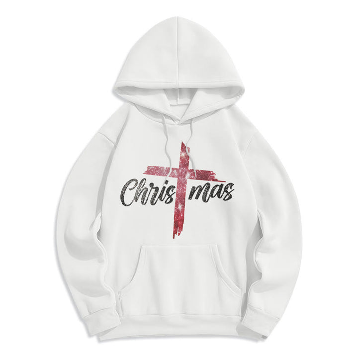 Christianartworkshop Weihnachtskreuz Festlicher Fleece-gefütterter Polyester-Hoodie - Weiß - 2XL - image 2
