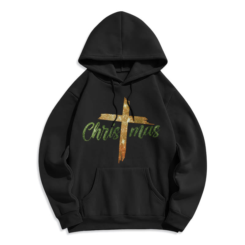 Christianartworkshop Weihnachtskreuz Festlicher Fleece-gefütterter Polyester-Hoodie - Schwarz - 2XL - image 4