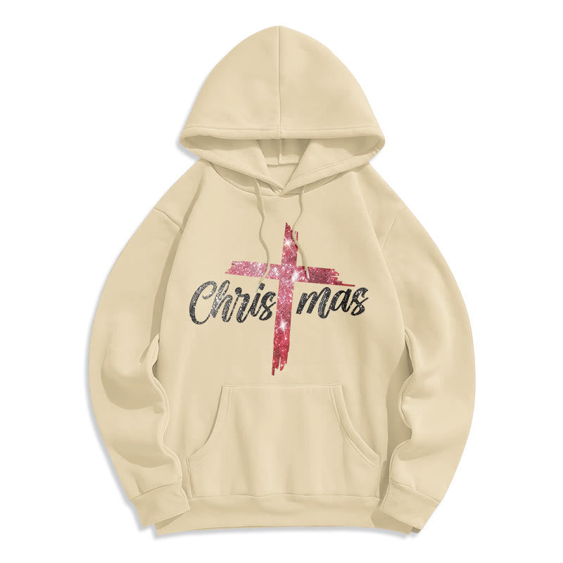 Christianartworkshop Weihnachtskreuz Festlicher Fleece-gefütterter Polyester-Hoodie - Beige - 2XL - image 8