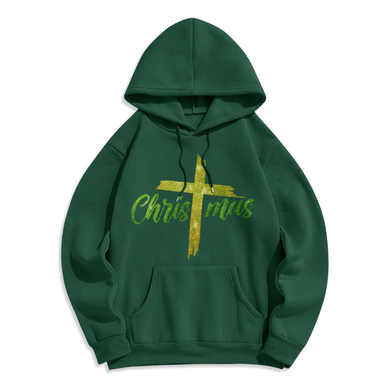 Christianartworkshop Weihnachtskreuz Festlicher Fleece-gefütterter Polyester-Hoodie - Grün - 2XL - image 5