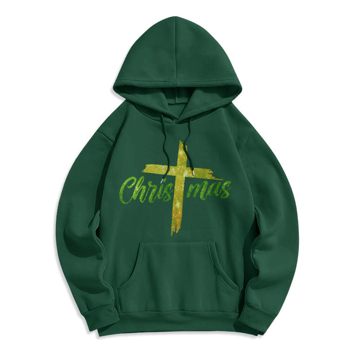 Christianartworkshop Weihnachtskreuz Festlicher Fleece-gefütterter Polyester-Hoodie - Grün - 2XL - image 5