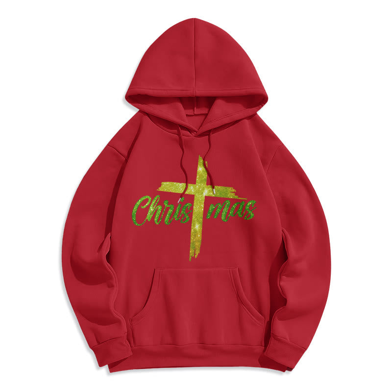 Christianartworkshop Weihnachtskreuz Festlicher Fleece-gefütterter Polyester-Hoodie - Rot - 2XL - image 6