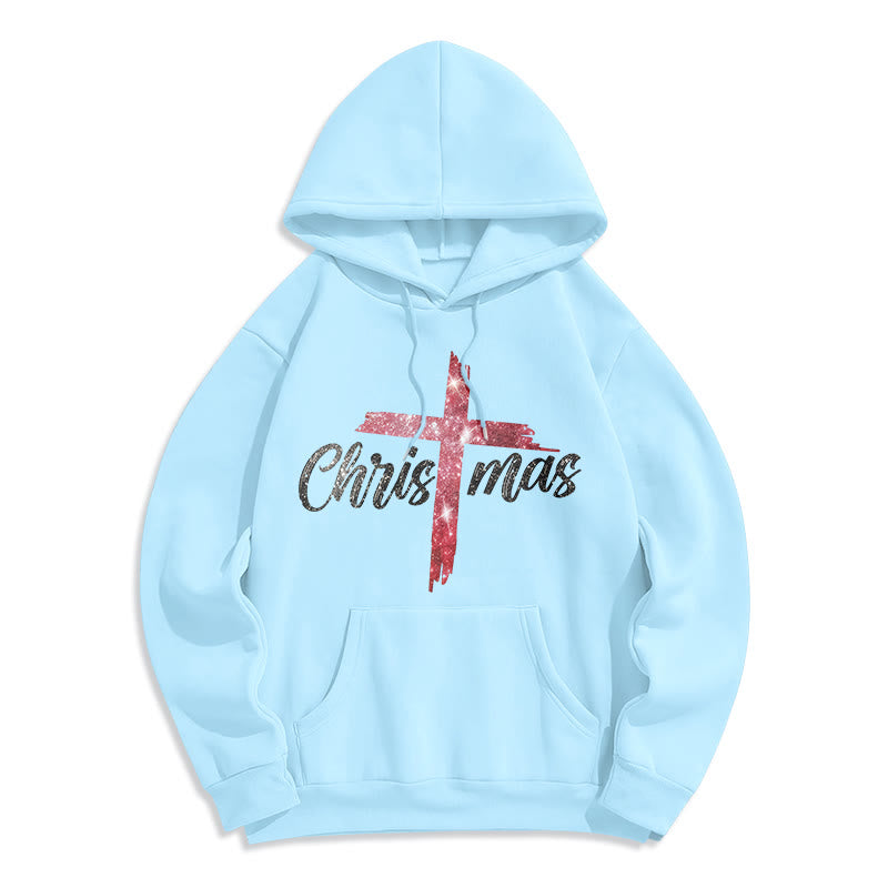 Christianartworkshop Weihnachtskreuz Festlicher Fleece-gefütterter Polyester-Hoodie - Blau - 2XL - image 7