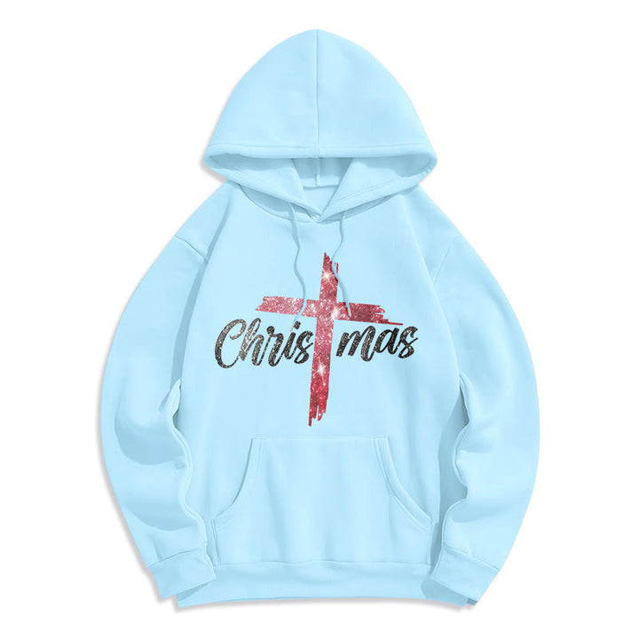 Christianartworkshop Weihnachtskreuz Festlicher Fleece-gefütterter Polyester-Hoodie - Blau - 2XL - image 7