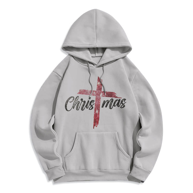 Christianartworkshop Weihnachtskreuz Festlicher Fleece-gefütterter Polyester-Hoodie - Grau - 2XL - image 0