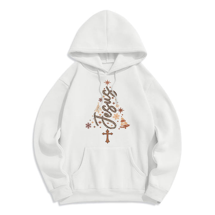 Christianartworkshop Jesus Weihnachtsbaum Glaube Fleecegefütterter Polyester-Hoodie - Weiß - 2XL - image 3