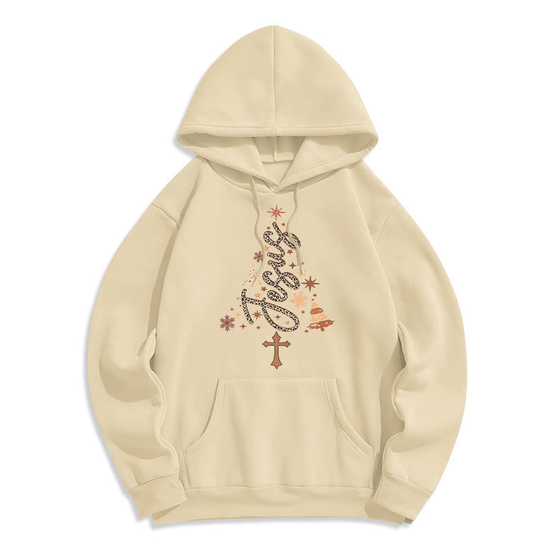 Christianartworkshop Jesus Weihnachtsbaum Glaube Fleecegefütterter Polyester-Hoodie - Beige - 2XL - image 0