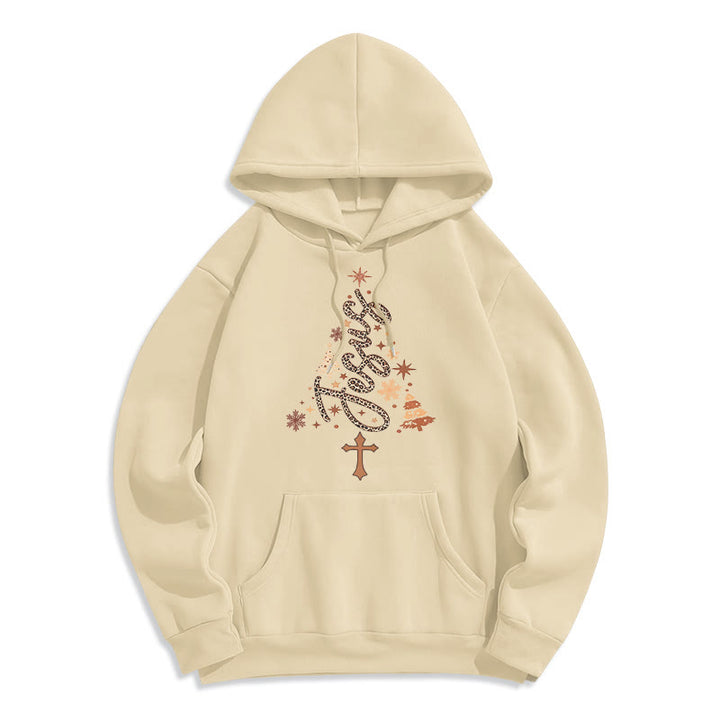 Christianartworkshop Jesus Weihnachtsbaum Glaube Fleecegefütterter Polyester-Hoodie - Beige - 2XL - image 0