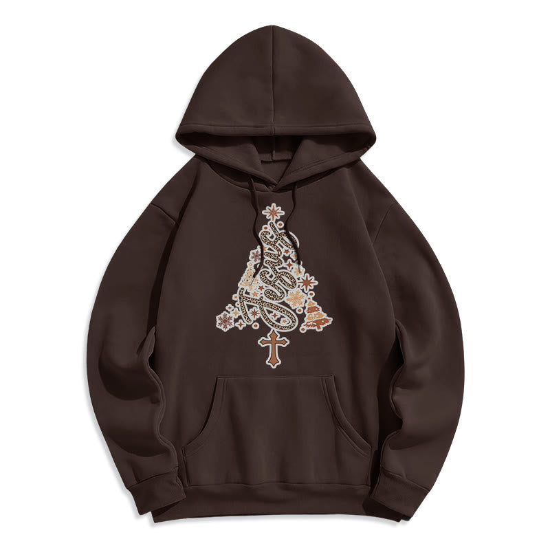 Christianartworkshop Jesus Weihnachtsbaum Glaube Fleecegefütterter Polyester-Hoodie - Braun - 2XL - image 4
