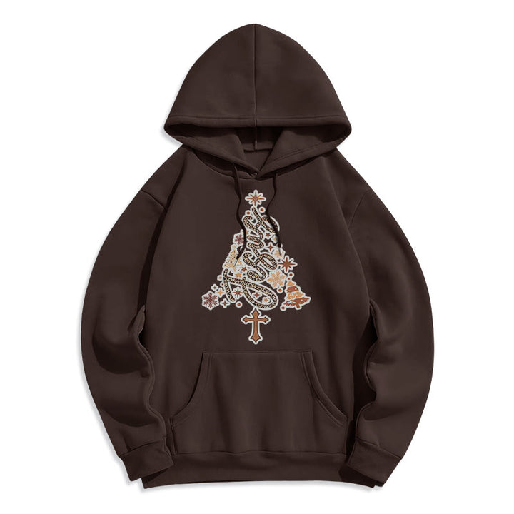 Christianartworkshop Jesus Weihnachtsbaum Glaube Fleecegefütterter Polyester-Hoodie - Braun - 2XL - image 4