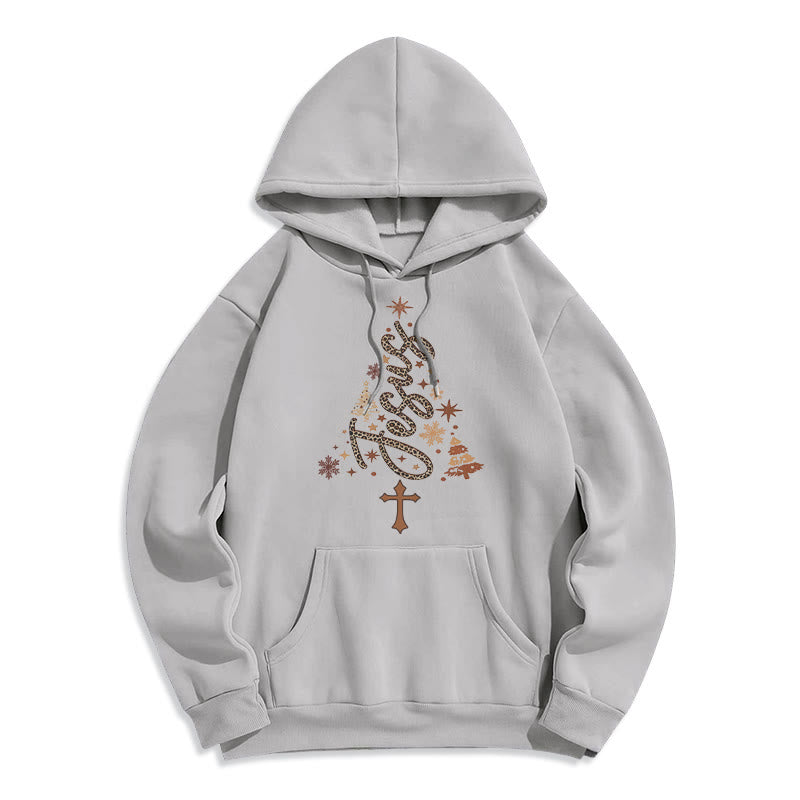 Christianartworkshop Jesus Weihnachtsbaum Glaube Fleecegefütterter Polyester-Hoodie - Grau - 2XL - image 2