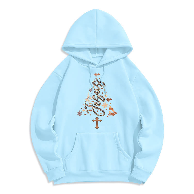 Christianartworkshop Jesus Weihnachtsbaum Glaube Fleecegefütterter Polyester-Hoodie - Blau - 2XL - image 8