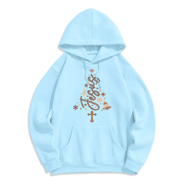 Christianartworkshop Jesus Weihnachtsbaum Glaube Fleecegefütterter Polyester-Hoodie - Blau - 2XL - image 8