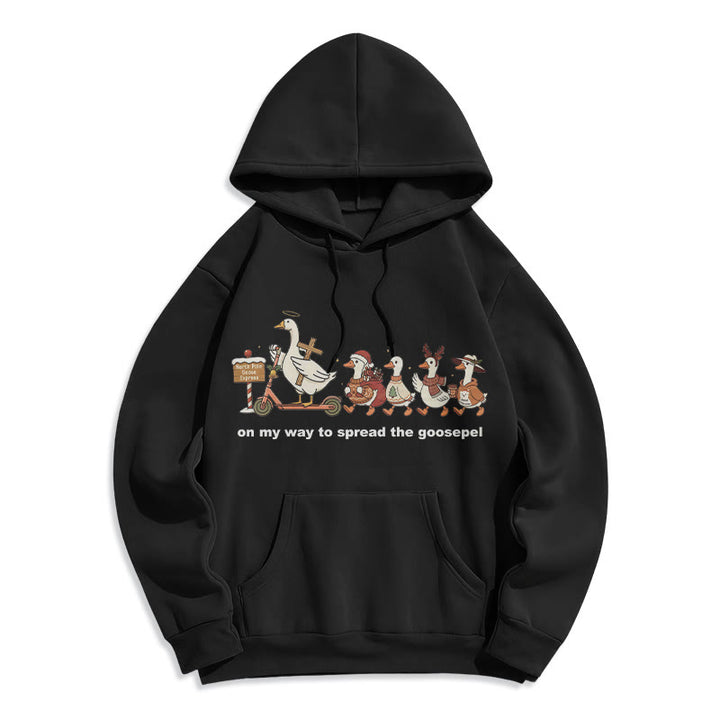 Christianartworkshop Verspielter Weihnachts-Hoodie aus Polyester mit Fleece-Futter: Gänsehaut-Wortspiel für lässige Ausflüge - Schwarz - 2XL - image 6