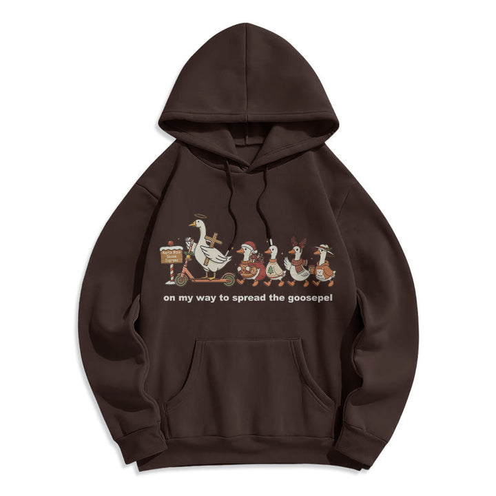 Christianartworkshop Verspielter Weihnachts-Hoodie aus Polyester mit Fleece-Futter: Gänsehaut-Wortspiel für lässige Ausflüge - Braun - 2XL - image 5