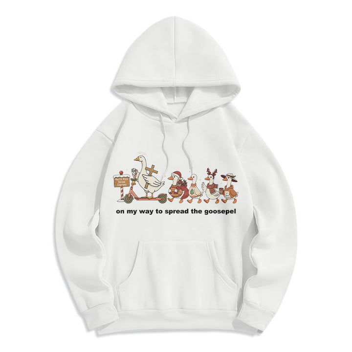 Christianartworkshop Verspielter Weihnachts-Hoodie aus Polyester mit Fleece-Futter: Gänsehaut-Wortspiel für lässige Ausflüge - Weiß - 2XL - image 4