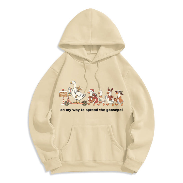 Christianartworkshop Verspielter Weihnachts-Hoodie aus Polyester mit Fleece-Futter: Gänsehaut-Wortspiel für lässige Ausflüge - Beige - 2XL - image 2