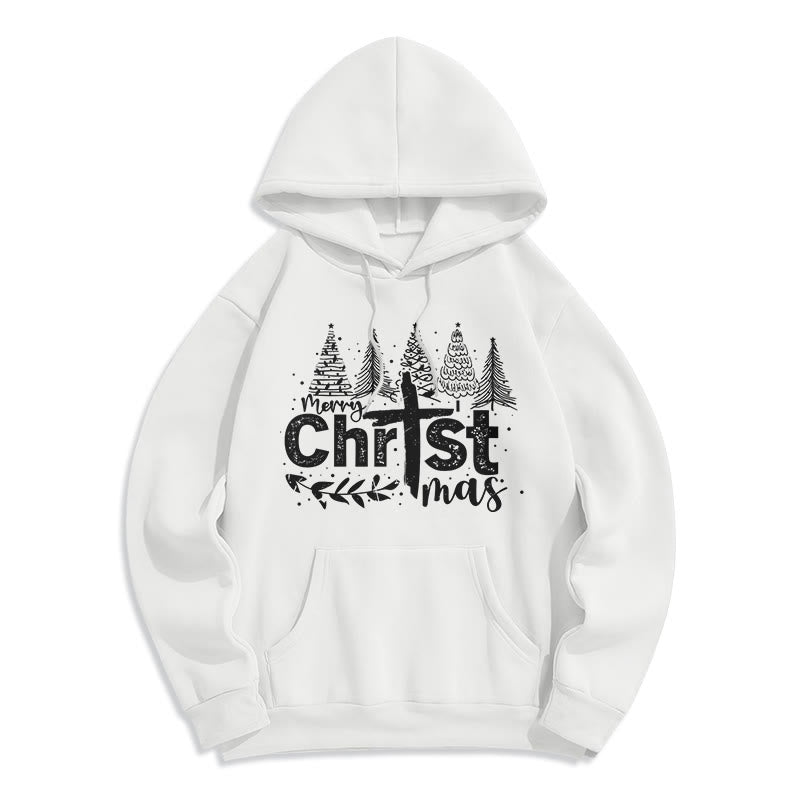 Christianartworkshop Kreuz Weihnachtsbaum Glaube Fleecegefütterter Polyester-Hoodie - Weiß - 2XL - image 5
