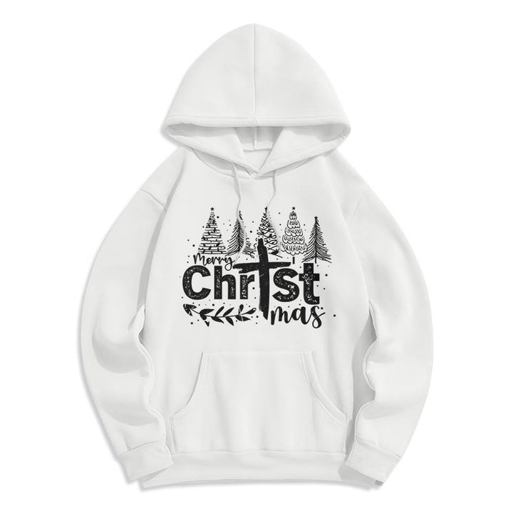Christianartworkshop Kreuz Weihnachtsbaum Glaube Fleecegefütterter Polyester-Hoodie - Weiß - 2XL - image 5