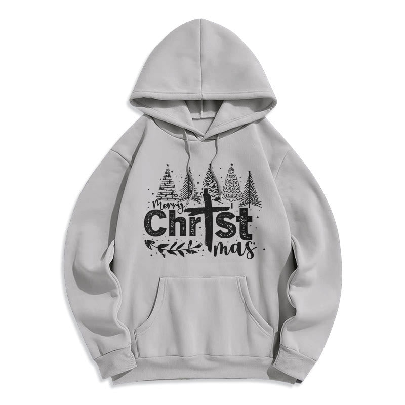 Christianartworkshop Kreuz Weihnachtsbaum Glaube Fleecegefütterter Polyester-Hoodie - Grau - 2XL - image 4