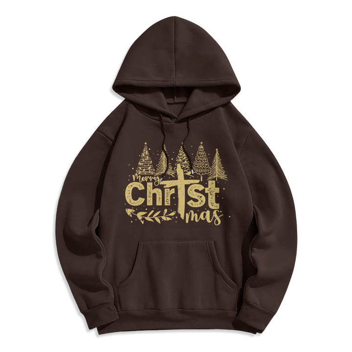 Christianartworkshop Kreuz Weihnachtsbaum Glaube Fleecegefütterter Polyester-Hoodie - Braun - 2XL - image 6