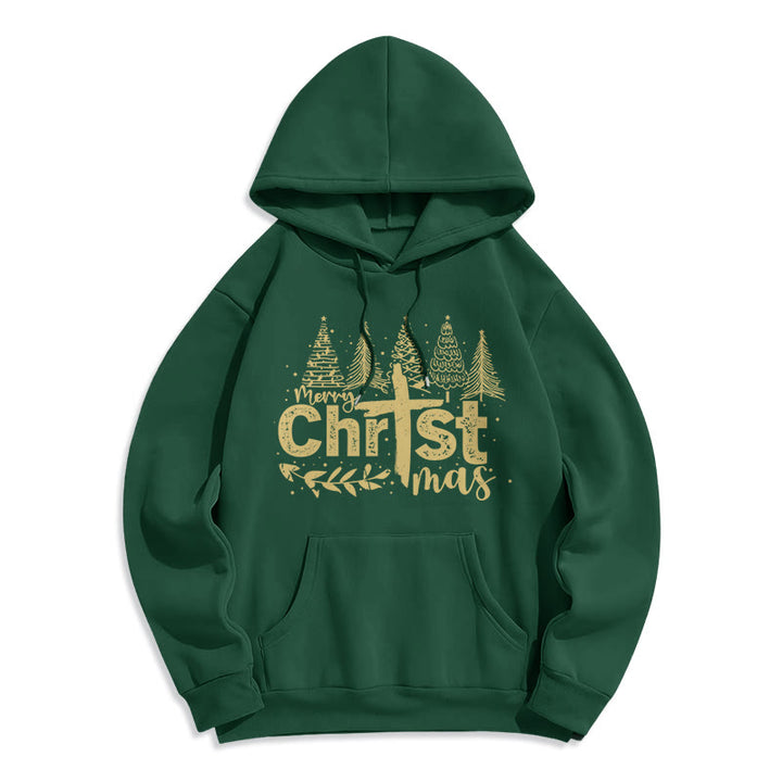 Christianartworkshop Kreuz Weihnachtsbaum Glaube Fleecegefütterter Polyester-Hoodie - Grün - 2XL - image 8