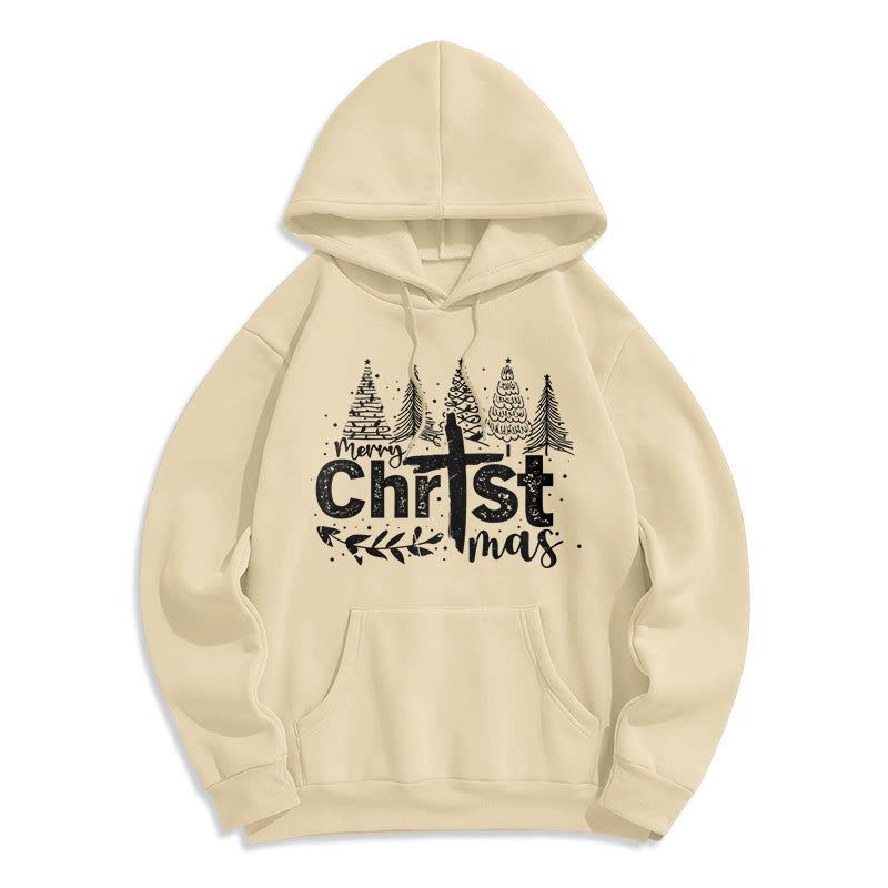 Christianartworkshop Kreuz Weihnachtsbaum Glaube Fleecegefütterter Polyester-Hoodie - Beige - 2XL - image 3