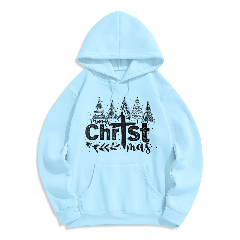 Christianartworkshop Kreuz Weihnachtsbaum Glaube Fleecegefütterter Polyester-Hoodie - Blau - 2XL - image 2