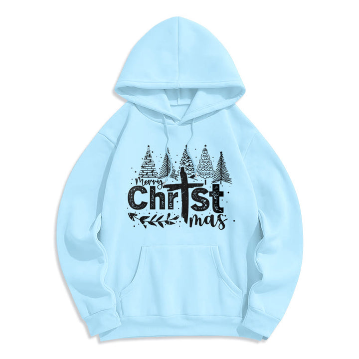 Christianartworkshop Kreuz Weihnachtsbaum Glaube Fleecegefütterter Polyester-Hoodie - Blau - 2XL - image 2