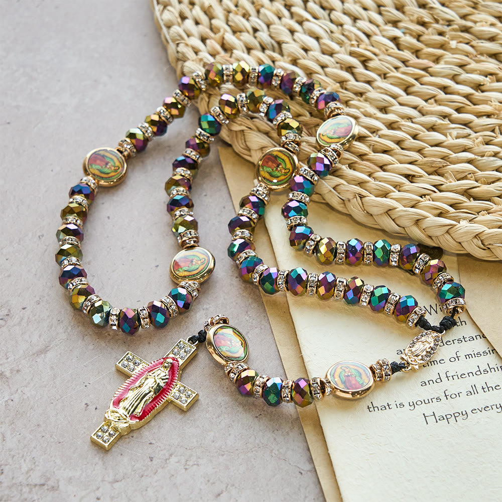 Christianartworkshop Schimmernder Rosenkranz aus Polyederperlen mit Marienkreuz: Erinnerung an die ständige Gnade - image 5