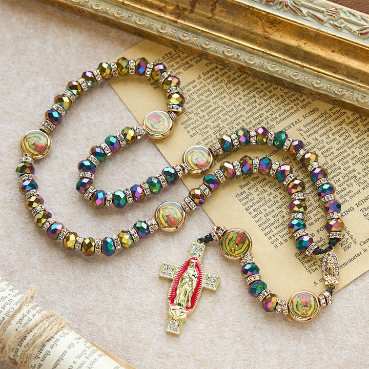 Christianartworkshop Schimmernder Rosenkranz aus Polyederperlen mit Marienkreuz: Erinnerung an die ständige Gnade - Rosenkranz Unserer Lieben Frau - image 0