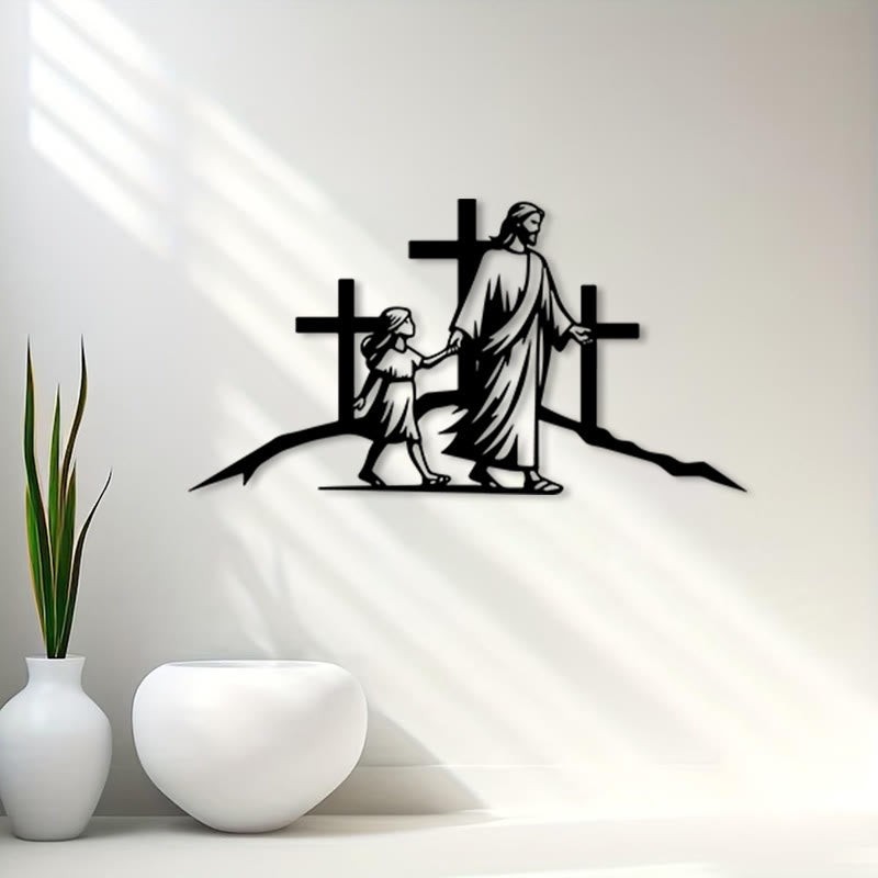 Christianartworkshop Kreuz & Führung Metall-Wanddeko: Symbol der göttlichen Begleitung - image 1