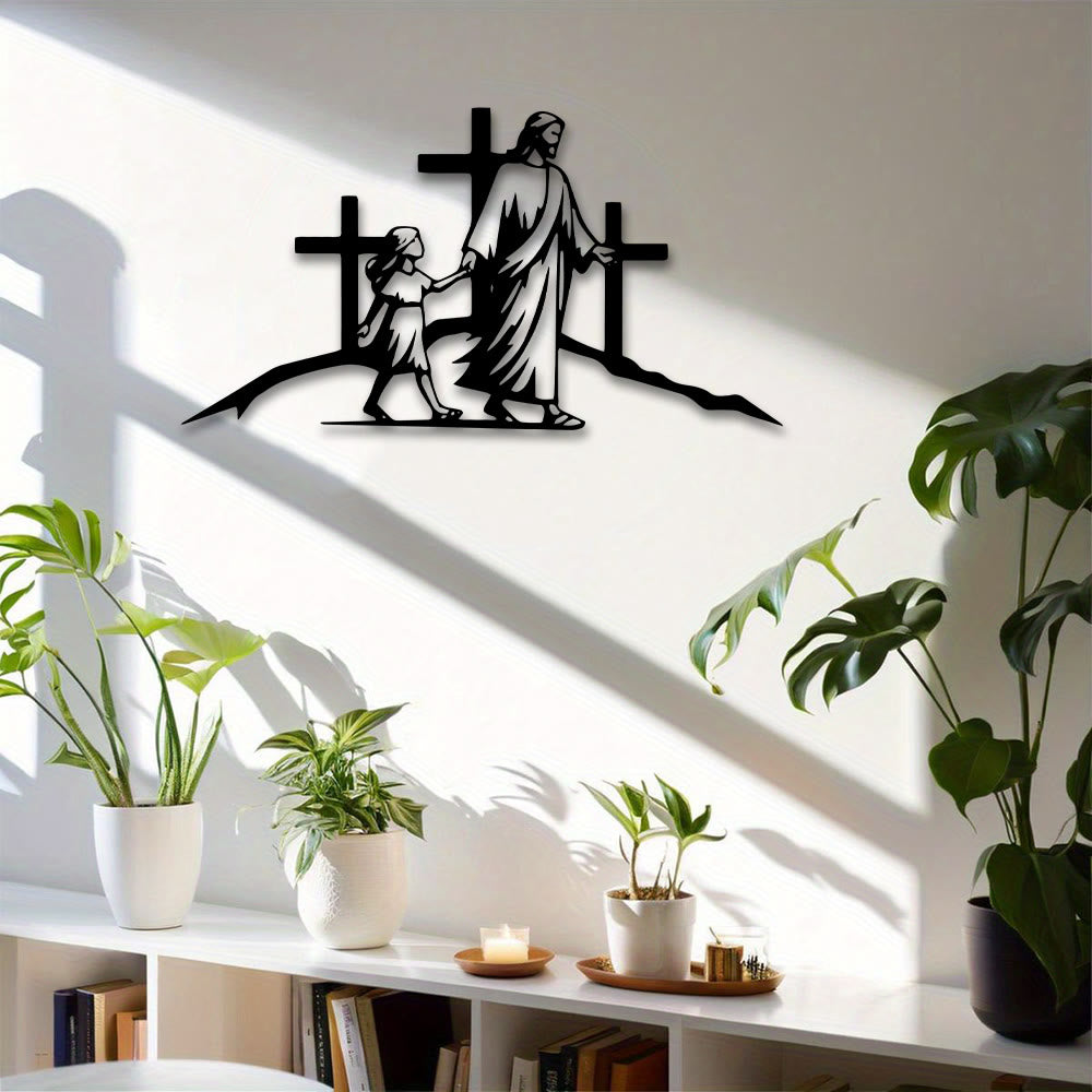 Christianartworkshop Kreuz & Führung Metall-Wanddeko: Symbol der göttlichen Begleitung - image 3