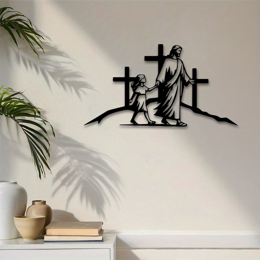 Christianartworkshop Kreuz & Führung Metall-Wanddeko: Symbol der göttlichen Begleitung - image 2