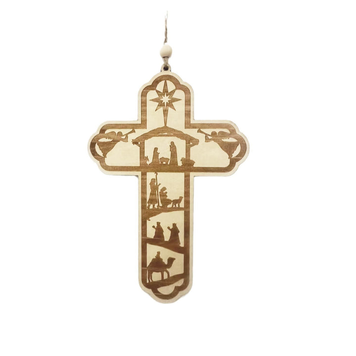 Christliche Kunstwerkstatt: Krippen-Weihnachtskreuz-Ornament „Leitstern“: Taktile Glaubenserinnerung für Weihnachtsbäume - image 3
