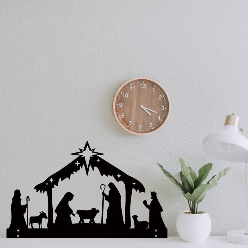 Christliche Kunstwerkstatt: Silhouette einer eisernen Krippe: Kleines tägliches Glaubenssymbol fürs Regal - image 1