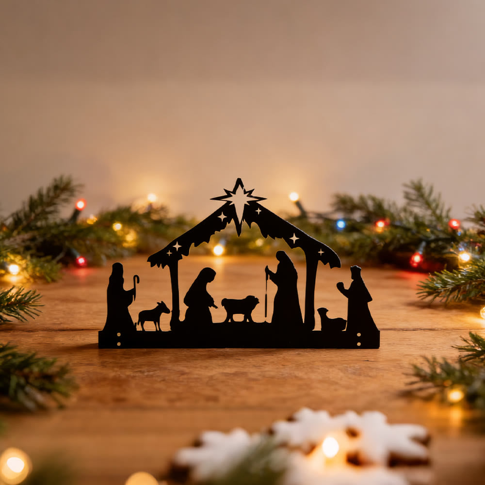 Christliche Kunstwerkstatt: Silhouette einer eisernen Krippe: Kleines tägliches Glaubenssymbol fürs Regal - image 2