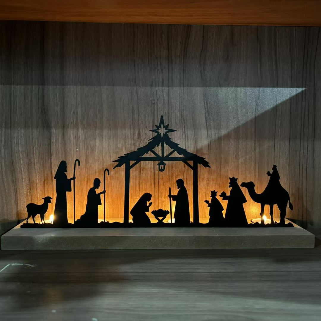 Christliche Kunstwerkstatt: Krippendekoration aus Eisen mit dem Stern von Bethlehem – Ein ständiges Symbol des Wunders für Ihr Zuhause - Schwarz - 16,54''*3,94''*7,48''/42*10*19cm - image 0